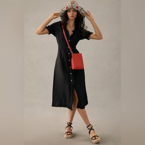 Anthropologie Pilcro Ruffle-Collar Dress. Black. Size 4.